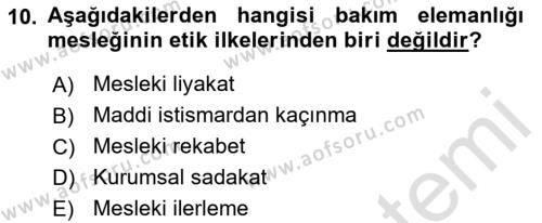 Bakım Elemanı Yetiştirme Ve Geliştirme Dersi 2021 - 2022 Yılı (Vize) Ara Sınavı 10. Soru