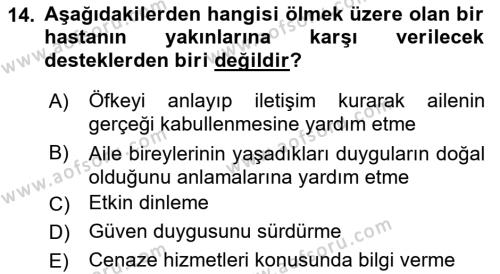 Bakım Elemanı Yetiştirme Ve Geliştirme Dersi 2021 - 2022 Yılı (Vize) Ara Sınavı 14. Soru