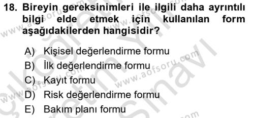 Bakım Elemanı Yetiştirme Ve Geliştirme Dersi 2021 - 2022 Yılı (Vize) Ara Sınavı 18. Soru