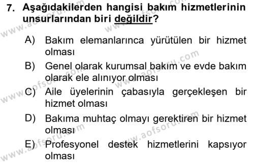 Bakım Elemanı Yetiştirme Ve Geliştirme Dersi 2021 - 2022 Yılı (Vize) Ara Sınavı 7. Soru