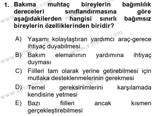 Bakım Elemanı Yetiştirme Ve Geliştirme Dersi 2021 - 2022 Yılı (Final) Dönem Sonu Sınavı 1. Soru