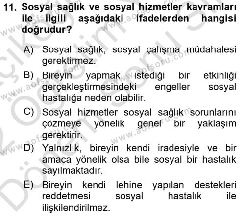 Bakım Elemanı Yetiştirme Ve Geliştirme Dersi 2021 - 2022 Yılı (Final) Dönem Sonu Sınavı 11. Soru