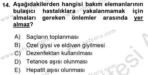 Bakım Elemanı Yetiştirme Ve Geliştirme Dersi 2021 - 2022 Yılı (Final) Dönem Sonu Sınavı 14. Soru