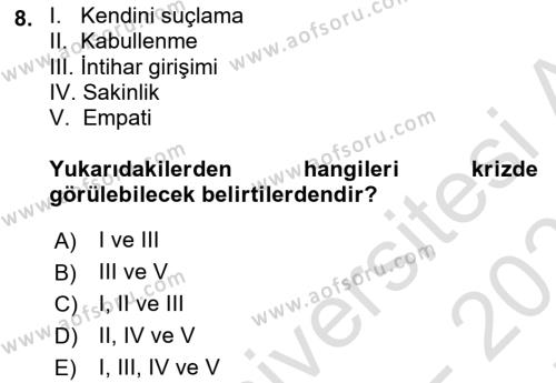 Bakım Elemanı Yetiştirme Ve Geliştirme Dersi 2021 - 2022 Yılı (Final) Dönem Sonu Sınavı 8. Soru