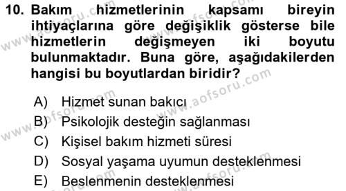 Bakım Elemanı Yetiştirme Ve Geliştirme Dersi 2021 - 2022 Yılı Yaz Okulu Sınavı 10. Soru