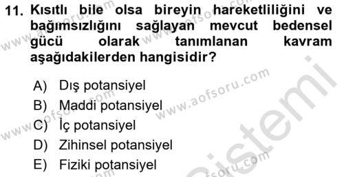 Bakım Elemanı Yetiştirme Ve Geliştirme Dersi 2021 - 2022 Yılı Yaz Okulu Sınavı 11. Soru