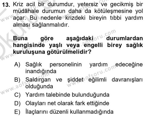 Bakım Elemanı Yetiştirme Ve Geliştirme Dersi 2021 - 2022 Yılı Yaz Okulu Sınavı 13. Soru