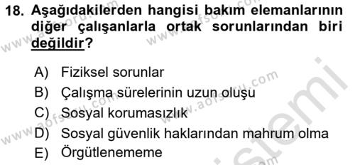 Bakım Elemanı Yetiştirme Ve Geliştirme Dersi 2021 - 2022 Yılı Yaz Okulu Sınavı 18. Soru