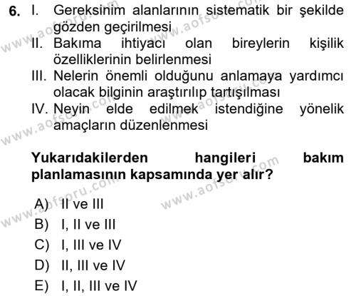 Bakım Elemanı Yetiştirme Ve Geliştirme Dersi 2021 - 2022 Yılı Yaz Okulu Sınavı 6. Soru