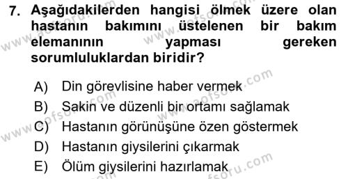 Bakım Elemanı Yetiştirme Ve Geliştirme Dersi 2021 - 2022 Yılı Yaz Okulu Sınavı 7. Soru