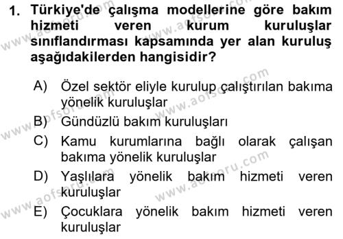 Bakım Elemanı Yetiştirme Ve Geliştirme Dersi 2022 - 2023 Yılı Yaz Okulu Sınavı 1. Soru