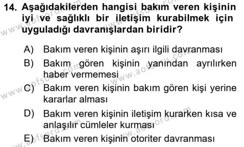 Bakım Elemanı Yetiştirme Ve Geliştirme Dersi 2022 - 2023 Yılı Yaz Okulu Sınavı 14. Soru