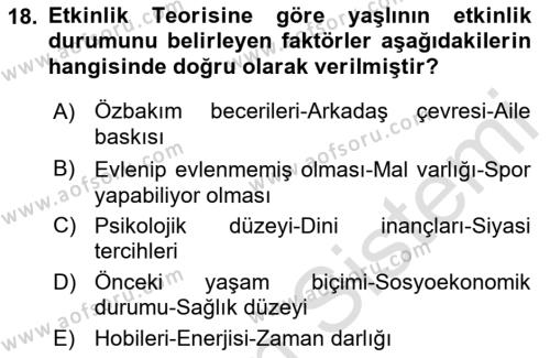 Bakım Elemanı Yetiştirme Ve Geliştirme Dersi 2022 - 2023 Yılı Yaz Okulu Sınavı 18. Soru