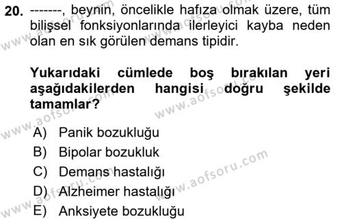 Bakım Elemanı Yetiştirme Ve Geliştirme Dersi 2022 - 2023 Yılı Yaz Okulu Sınavı 20. Soru