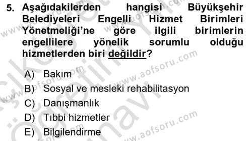 Bakım Elemanı Yetiştirme Ve Geliştirme Dersi 2022 - 2023 Yılı Yaz Okulu Sınavı 5. Soru