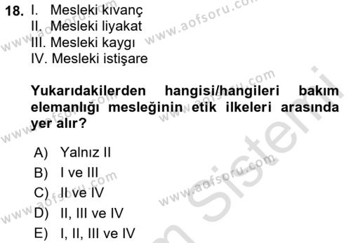 Bakım Elemanı Yetiştirme Ve Geliştirme Dersi 2023 - 2024 Yılı (Vize) Ara Sınavı 18. Soru