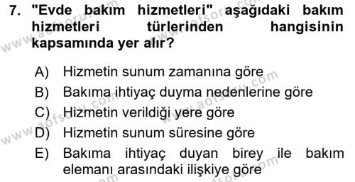 Bakım Elemanı Yetiştirme Ve Geliştirme Dersi 2023 - 2024 Yılı (Vize) Ara Sınavı 7. Soru