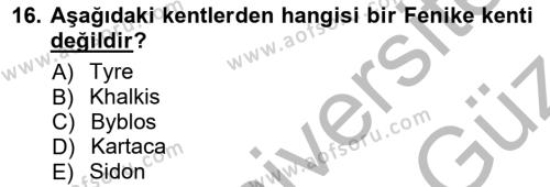Akdeniz Uygarlıkları Sanatı Dersi 2012 - 2013 Yılı (Vize) Ara Sınavı 16. Soru