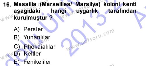 Akdeniz Uygarlıkları Sanatı Dersi 2013 - 2014 Yılı (Vize) Ara Sınavı 16. Soru