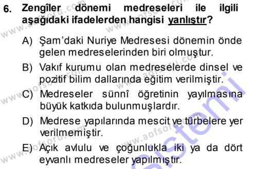 Akdeniz Uygarlıkları Sanatı Dersi 2013 - 2014 Yılı (Final) Dönem Sonu Sınavı 6. Soru