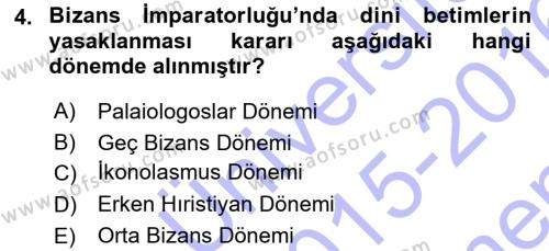 Akdeniz Uygarlıkları Sanatı Dersi 2015 - 2016 Yılı (Final) Dönem Sonu Sınavı 4. Soru