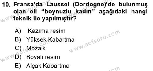 Akdeniz Uygarlıkları Sanatı Dersi 2016 - 2017 Yılı (Vize) Ara Sınavı 10. Soru