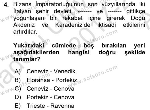 Akdeniz Uygarlıkları Sanatı Dersi 2017 - 2018 Yılı (Vize) Ara Sınavı 4. Soru