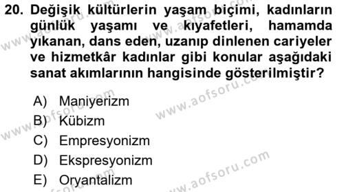 Akdeniz Uygarlıkları Sanatı Dersi 2017 - 2018 Yılı (Final) Dönem Sonu Sınavı 20. Soru