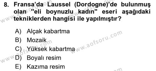 Akdeniz Uygarlıkları Sanatı Dersi 2018 - 2019 Yılı (Vize) Ara Sınavı 8. Soru