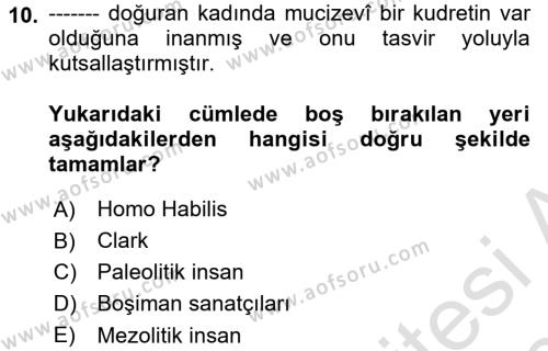 Akdeniz Uygarlıkları Sanatı Dersi 2019 - 2020 Yılı (Vize) Ara Sınavı 10. Soru