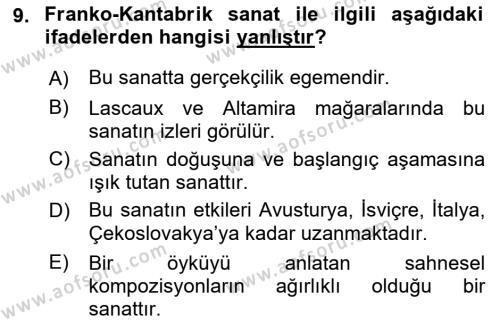 Akdeniz Uygarlıkları Sanatı Dersi 2019 - 2020 Yılı (Vize) Ara Sınavı 9. Soru