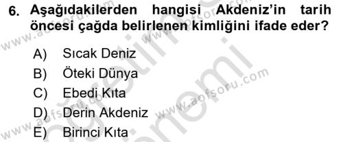 Akdeniz Uygarlıkları Sanatı Dersi 2021 - 2022 Yılı (Vize) Ara Sınavı 6. Soru