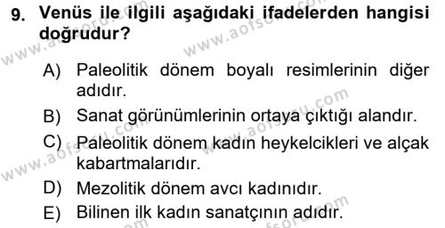 Akdeniz Uygarlıkları Sanatı Dersi 2021 - 2022 Yılı (Vize) Ara Sınavı 9. Soru