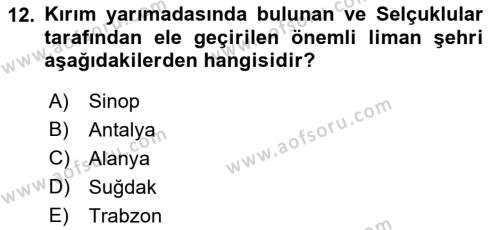 Akdeniz Uygarlıkları Sanatı Dersi 2021 - 2022 Yılı (Final) Dönem Sonu Sınavı 12. Soru