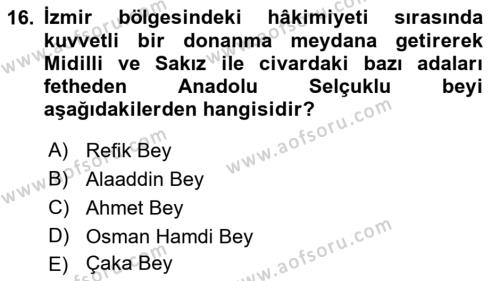 Akdeniz Uygarlıkları Sanatı Dersi 2021 - 2022 Yılı (Final) Dönem Sonu Sınavı 16. Soru