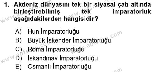 Akdeniz Uygarlıkları Sanatı Dersi 2021 - 2022 Yılı Yaz Okulu Sınavı 1. Soru