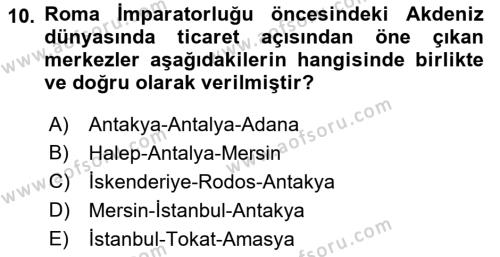 Akdeniz Uygarlıkları Sanatı Dersi 2022 - 2023 Yılı (Vize) Ara Sınavı 10. Soru