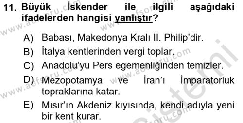 Akdeniz Uygarlıkları Sanatı Dersi 2022 - 2023 Yılı (Vize) Ara Sınavı 11. Soru