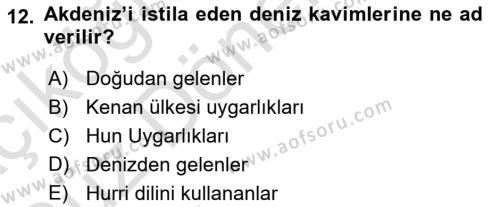 Akdeniz Uygarlıkları Sanatı Dersi 2022 - 2023 Yılı (Vize) Ara Sınavı 12. Soru