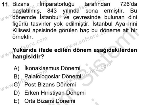 Akdeniz Uygarlıkları Sanatı Dersi 2022 - 2023 Yılı (Final) Dönem Sonu Sınavı 11. Soru