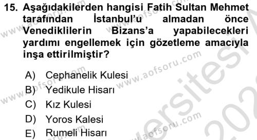 Akdeniz Uygarlıkları Sanatı Dersi 2022 - 2023 Yılı (Final) Dönem Sonu Sınavı 15. Soru