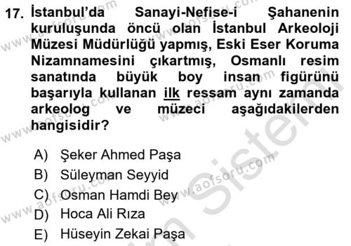 Akdeniz Uygarlıkları Sanatı Dersi 2022 - 2023 Yılı (Final) Dönem Sonu Sınavı 17. Soru