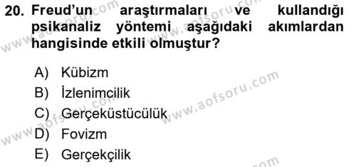 Akdeniz Uygarlıkları Sanatı Dersi 2022 - 2023 Yılı (Final) Dönem Sonu Sınavı 20. Soru