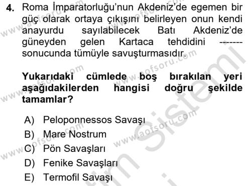 Akdeniz Uygarlıkları Sanatı Dersi 2022 - 2023 Yılı (Final) Dönem Sonu Sınavı 4. Soru