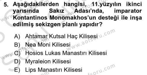 Akdeniz Uygarlıkları Sanatı Dersi 2022 - 2023 Yılı (Final) Dönem Sonu Sınavı 5. Soru