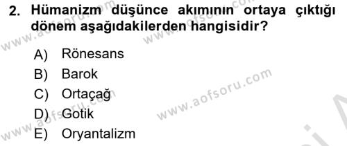 Akdeniz Uygarlıkları Sanatı Dersi 2022 - 2023 Yılı Yaz Okulu Sınavı 2. Soru