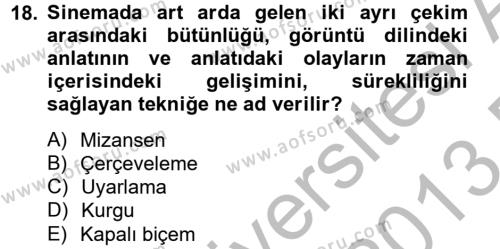 Güzel Sanatlar Dersi 2012 - 2013 Yılı (Final) Dönem Sonu Sınavı 18. Soru