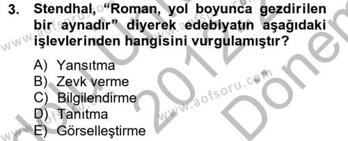 Güzel Sanatlar Dersi 2012 - 2013 Yılı (Final) Dönem Sonu Sınavı 3. Soru