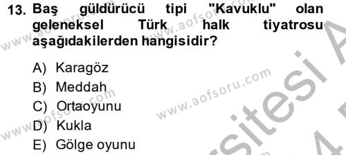 Güzel Sanatlar Dersi 2013 - 2014 Yılı (Final) Dönem Sonu Sınavı 13. Soru