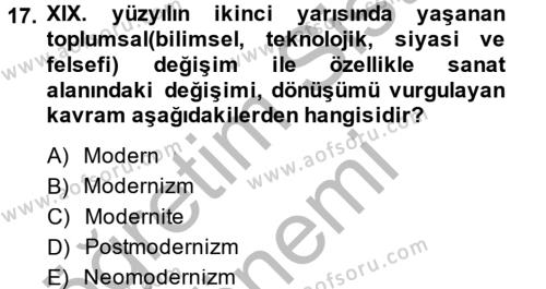 Güzel Sanatlar Dersi 2013 - 2014 Yılı (Final) Dönem Sonu Sınavı 17. Soru